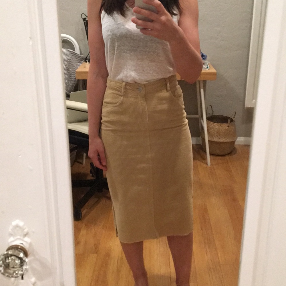 Yellow Zara corduroy skirt